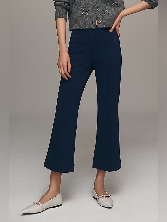 Anthropologie Maeve The Margot Kick Flare Pants Navy Blue Size Sp